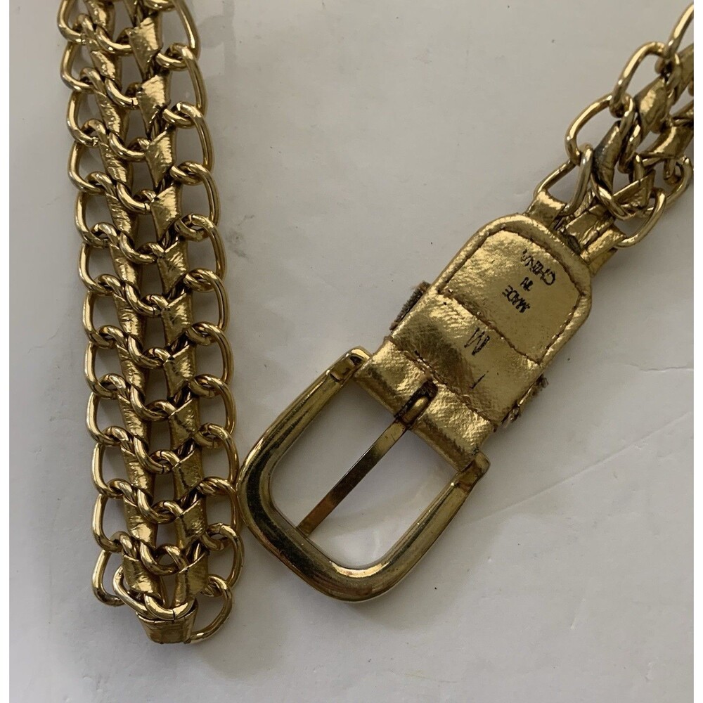 Vintage Women’s Gold Tone Braided Belt Size M Metal and Vinyl
